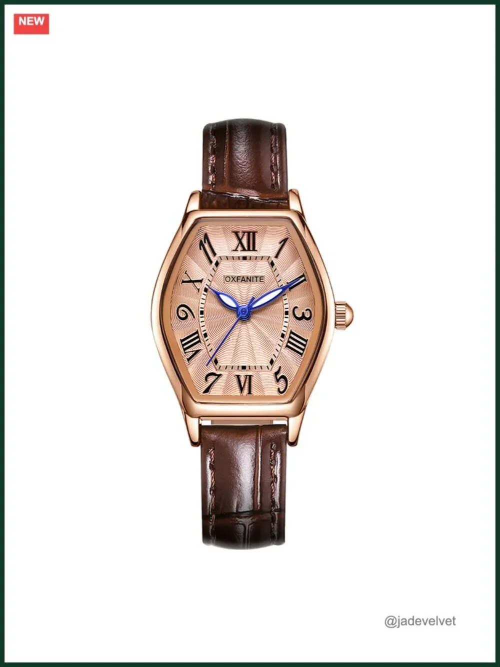 Women's Leather Band Watch Dainty Elegant Barrel-Shaped Analog Dress Wrist Watch
